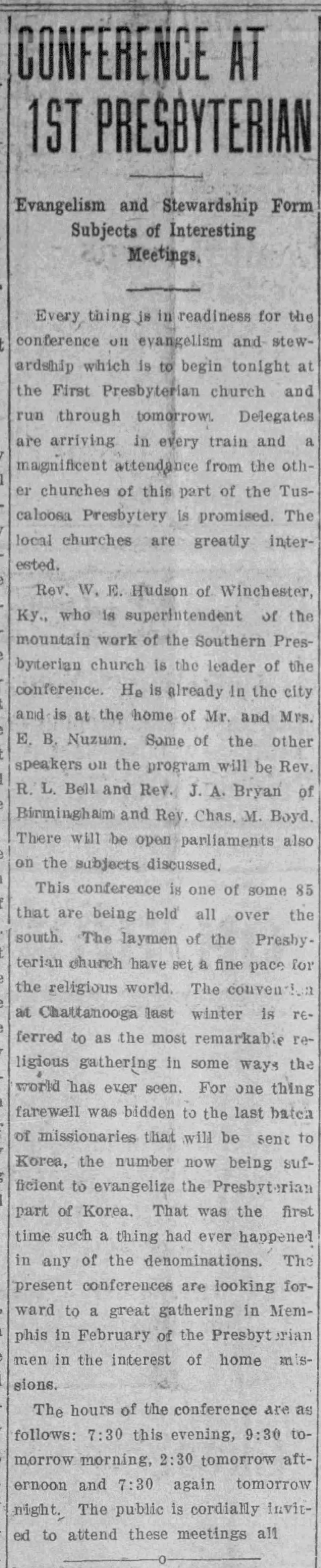 Conference at 1st Presbyterian